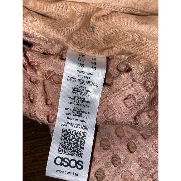 EUC ASOS maternity long sleeve smock top w/high neck & grid check broderie sz:10 - Picture 10 of 11